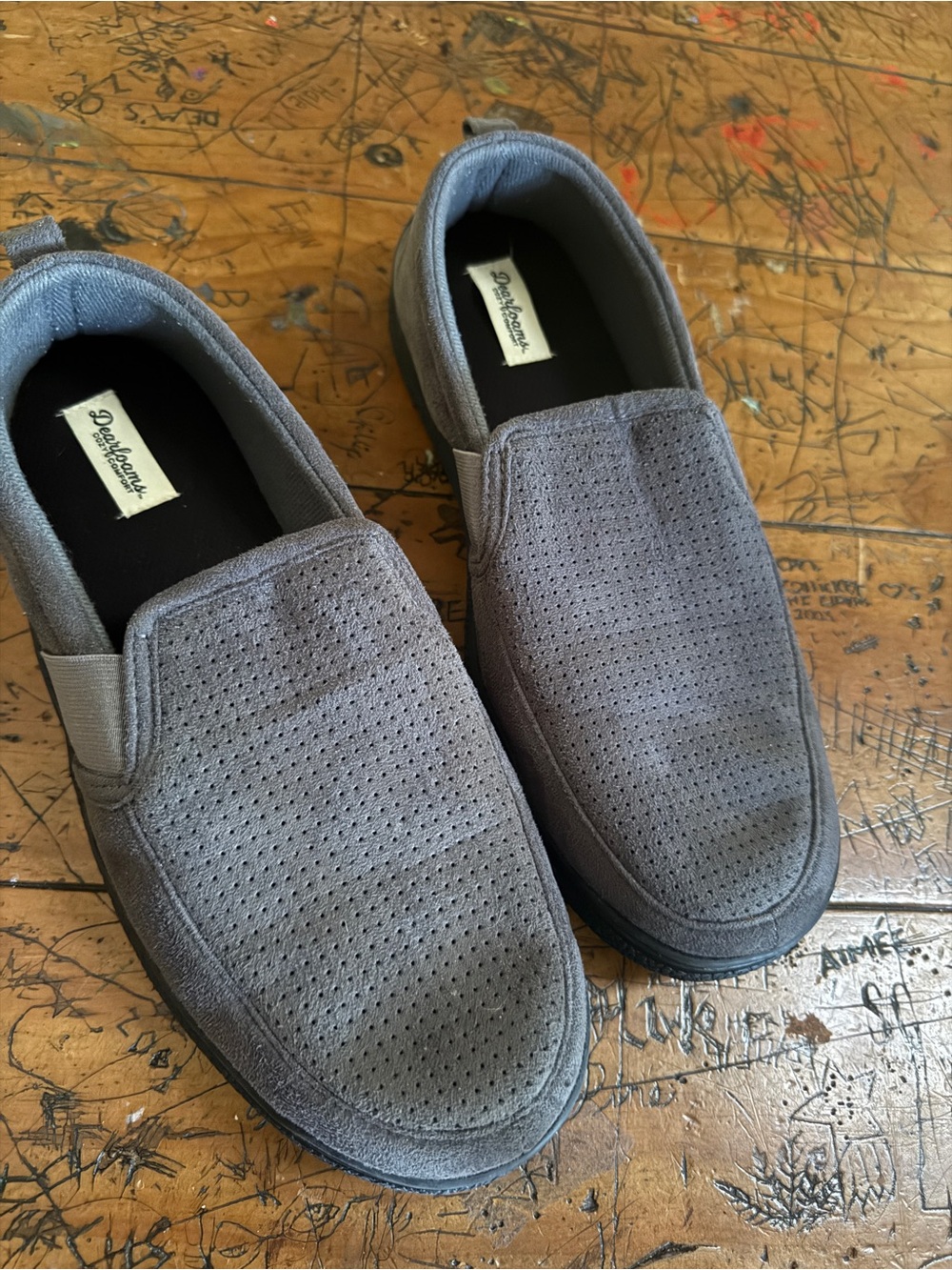 dearfoams Gray Perforated Slip-On Loafers